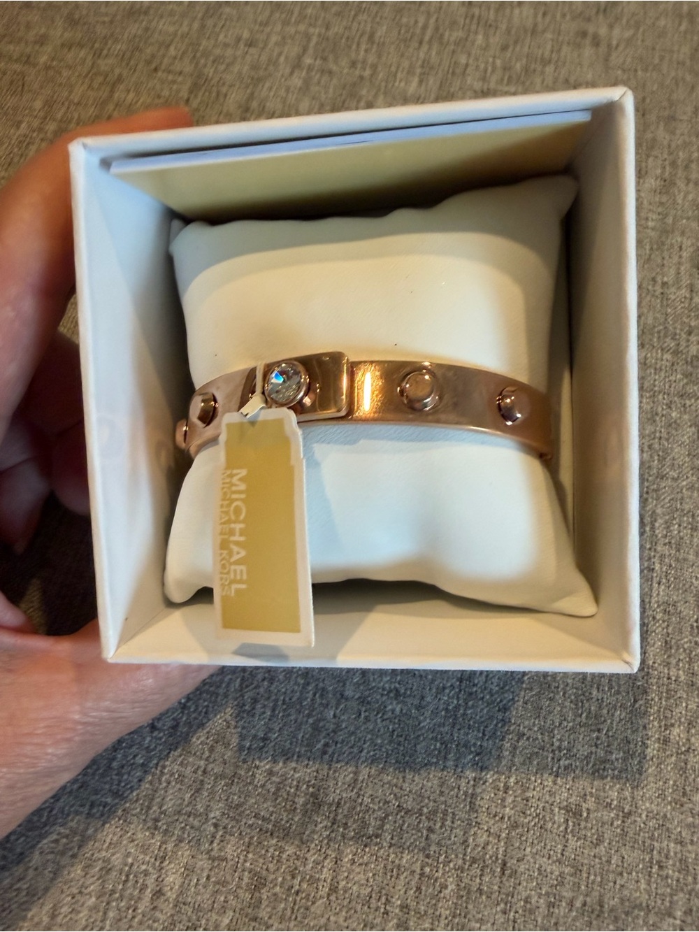 Michael Kors Rose Gold Crystal Accent Bangle Bracelet